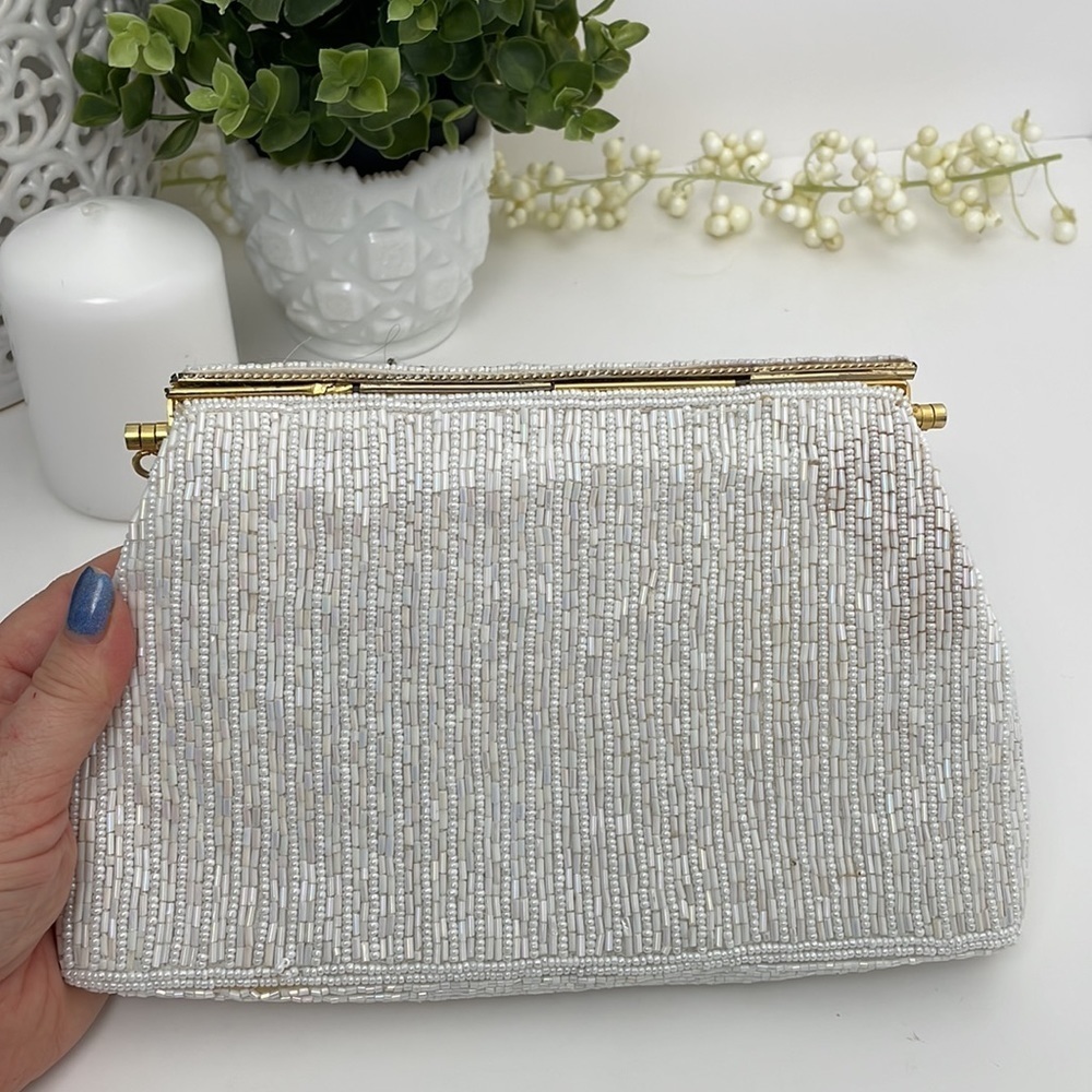 Rare Hand Breaded Vintage Clutch Bag Purse Read - Picture 3 of 16